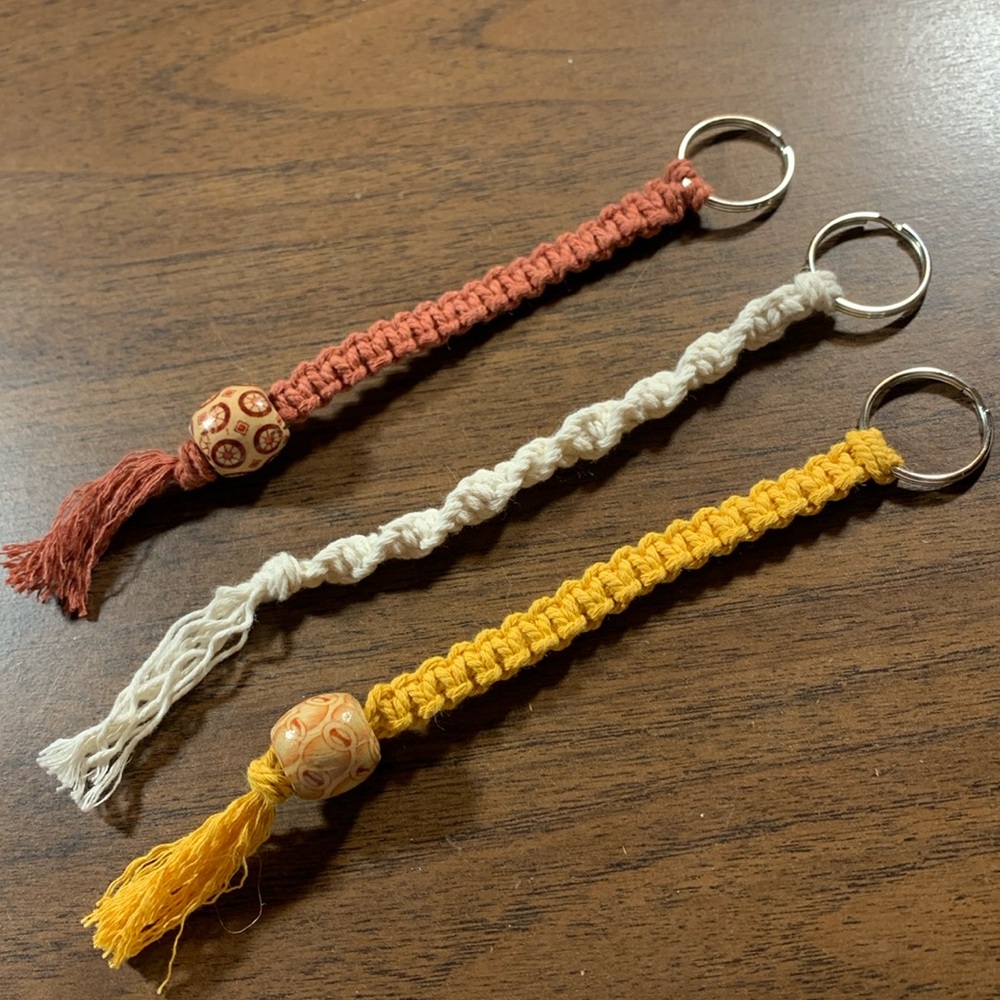 Set Of 3 Hand-Crafted Boho Macrame Keychains - image 1